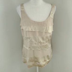 WHBM Silk & Chiffon Shell Tank Gold Sz S